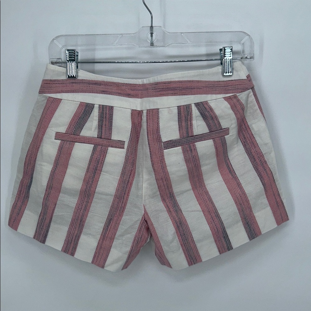 NEW Ann Taylor LOFT 100% Cotton White Pink Wide Stripe Print Shorts Size 00 - Picture 5 of 10